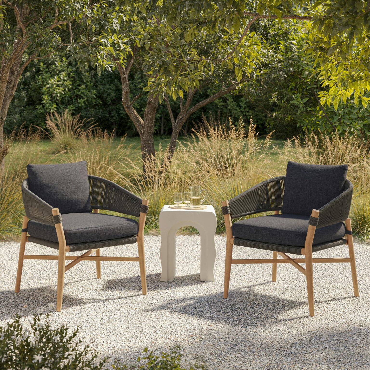 Makali 27" Outdoor Lounge Chair Set - Slate Gray