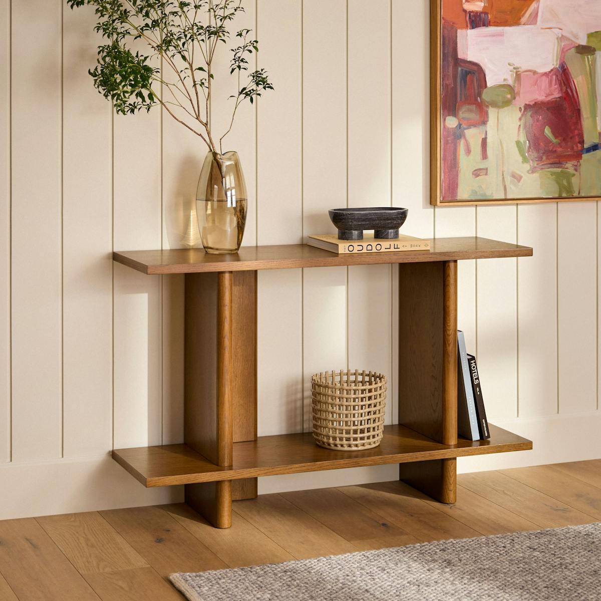 HEXASPACE Torme 48 inch console in smoked oak