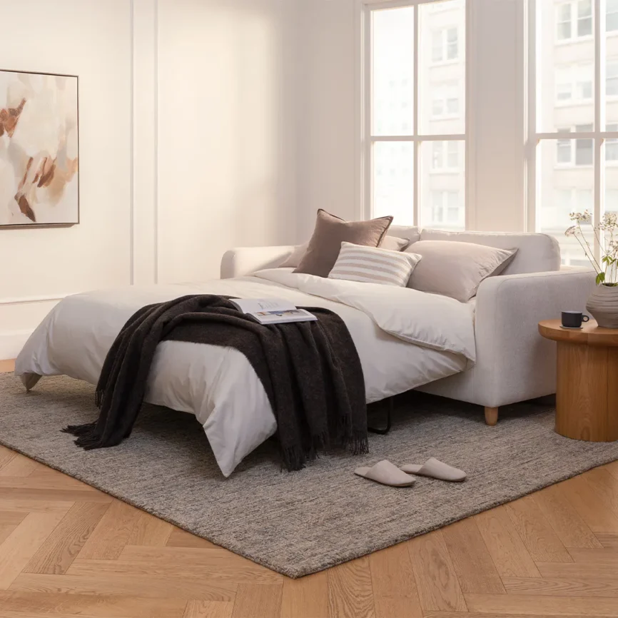 Vati 80" Sofa Bed - Natural Oak and Buckler Ivory
