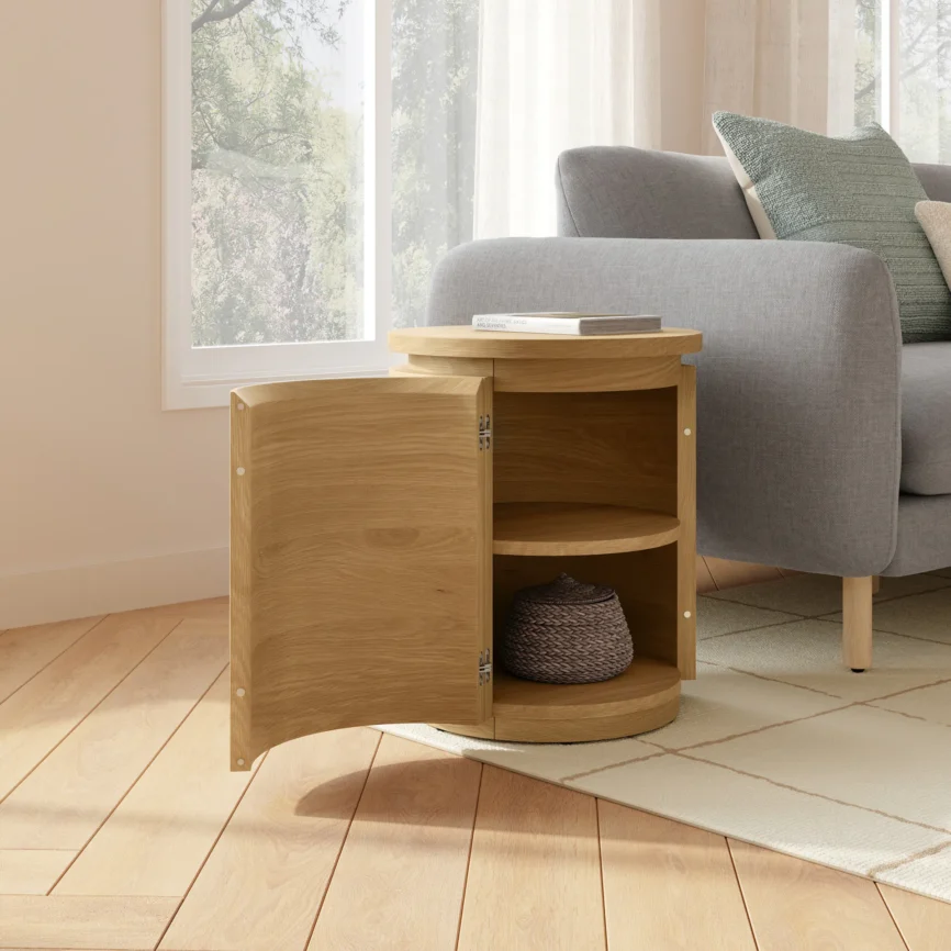 Maren Storage Side Table - Natural Oak