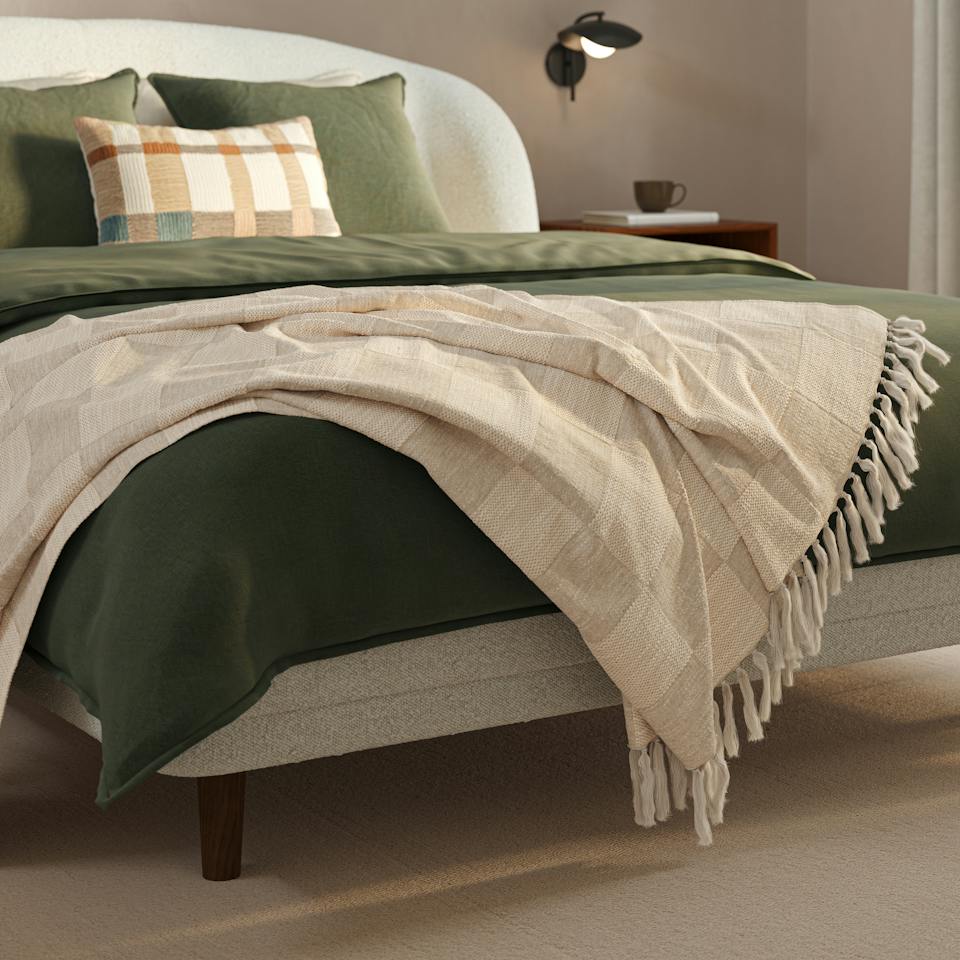 Galene Jacquard Cotton Throw - Ivory Cream photo 1