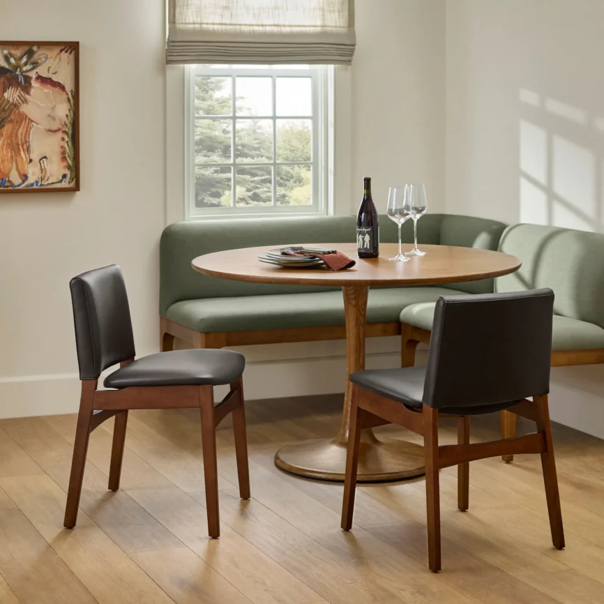 Nosh Leather Dining Chair - Walnut and Black