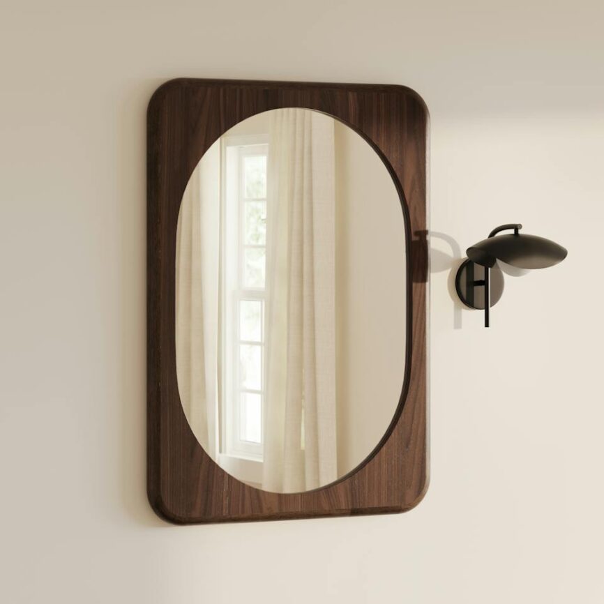 Rilo Large Wall Mirror - Walnut photo 1