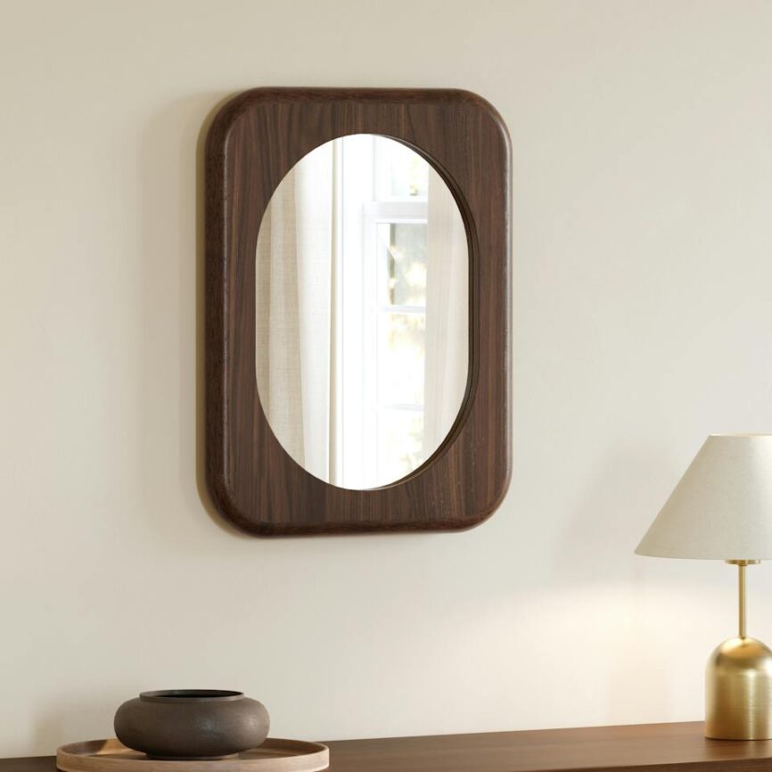 Rilo Small Wall Mirror - Walnut photo 1