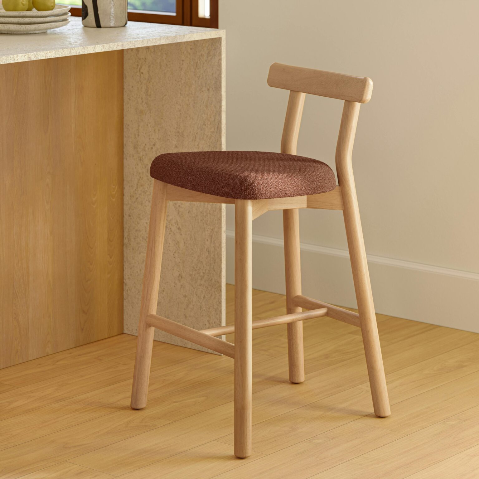 Ulka Counter Stool - White Oak and Ratine Oxide