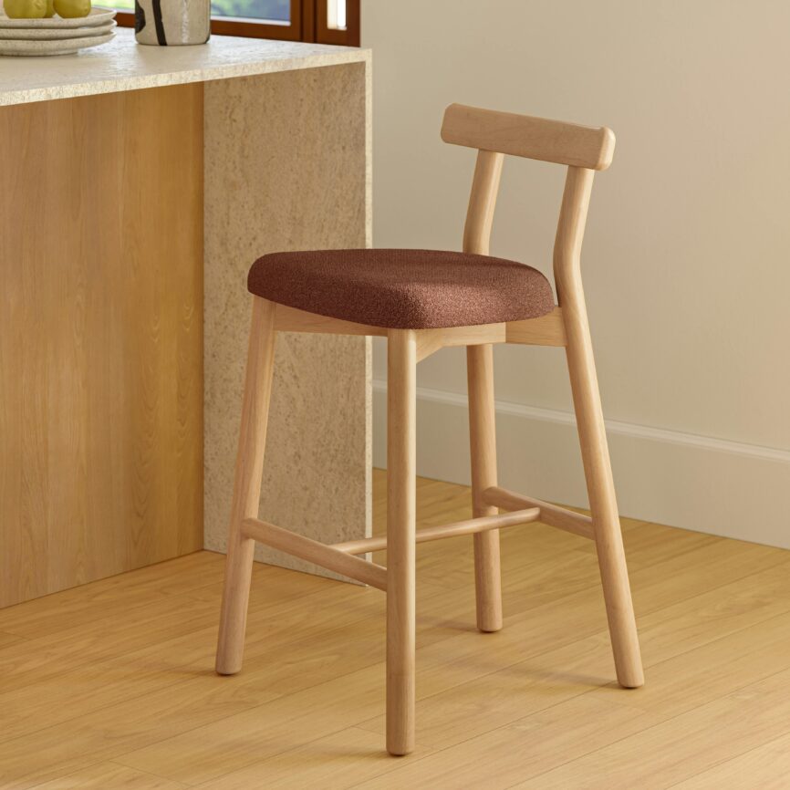 Ulka Counter Stool - White Oak and Ratine Oxide