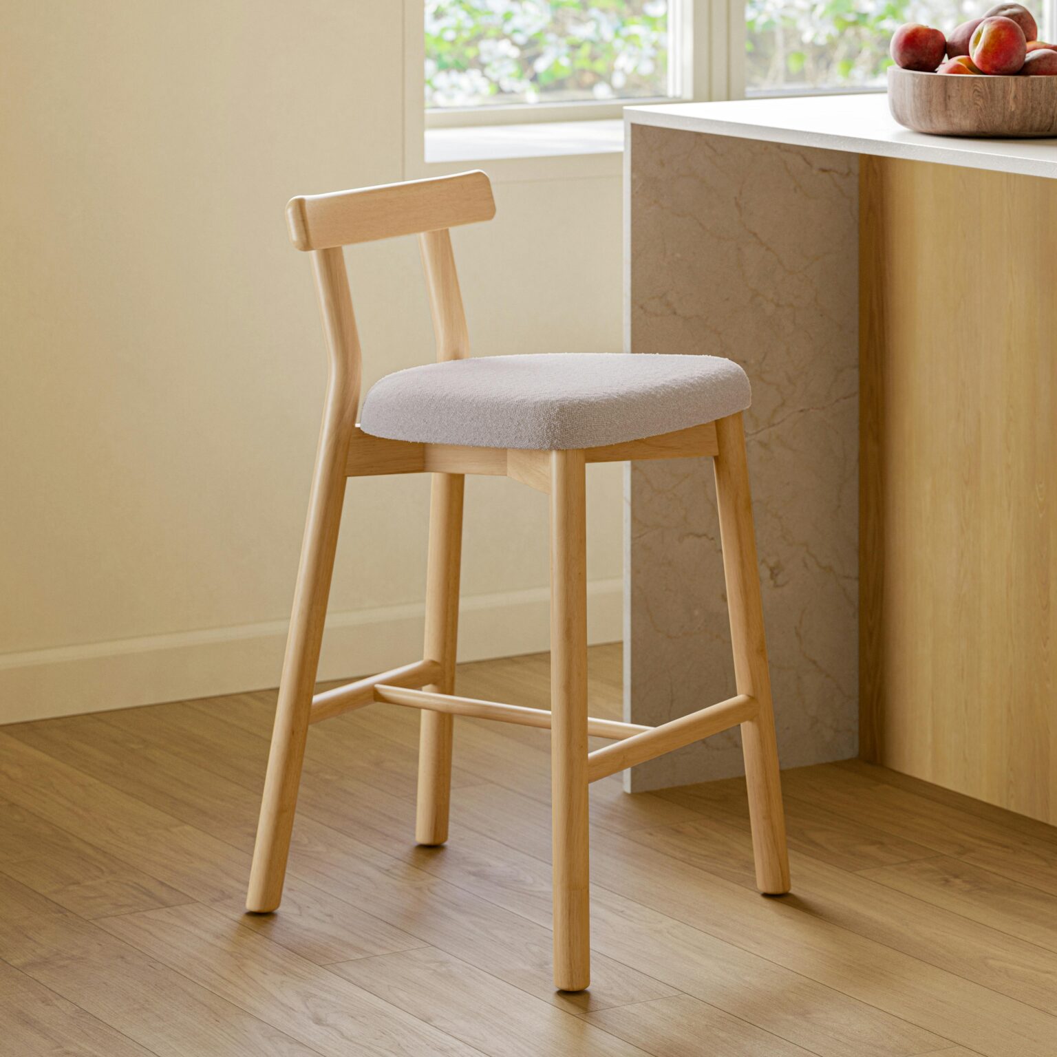 Ulka Counter Stool - White Oak and Ratine Ivory