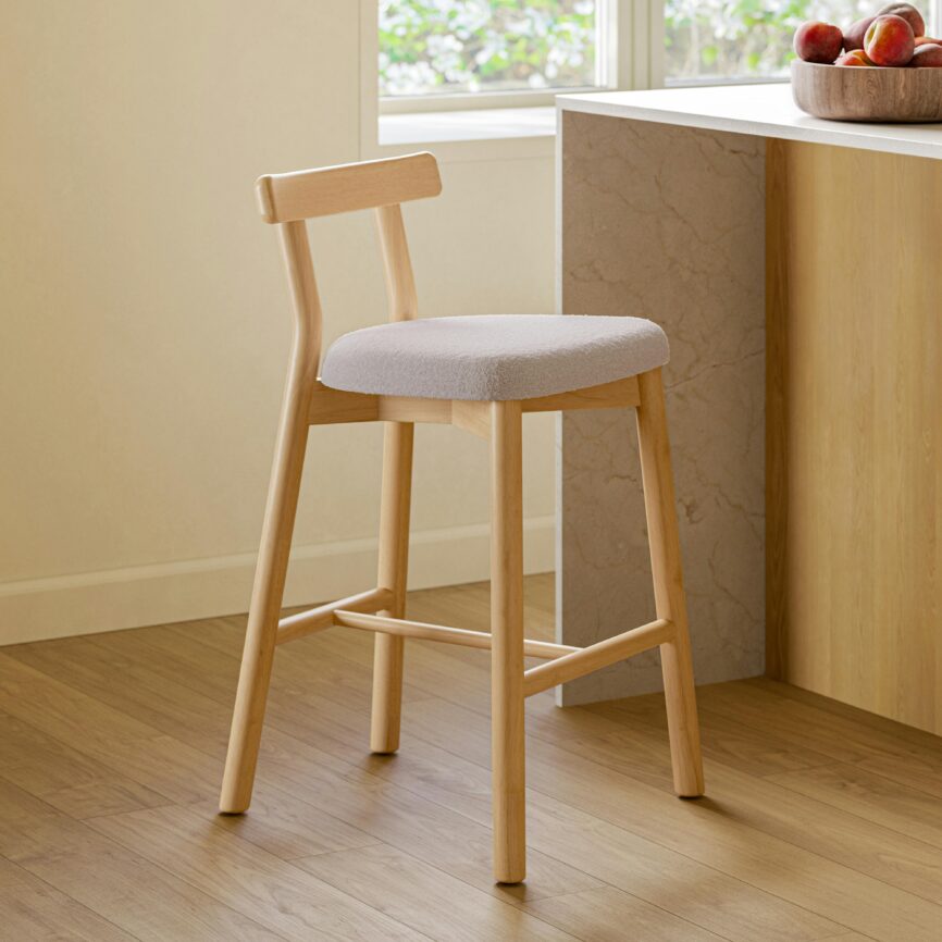 Ulka Counter Stool - White Oak and Ratine Ivory