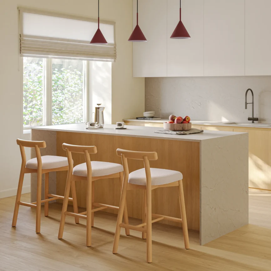 Ulka Counter Stool - White Oak and Ratine Ivory