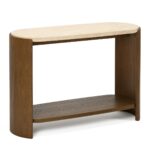 Isla 43.25" Travertine Console - Smoked Oak