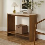 Isla 43.25" Travertine Console - Smoked Oak