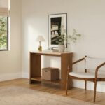 Isla 43.25" Travertine Console - Smoked Oak